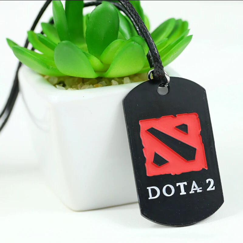 Мужские и женские ожерелья J store Dota 2 с логотипом Черные Квадратные из сплава
