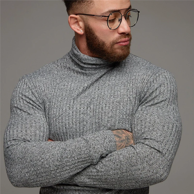 Najtaniej Moda zimowy ciepły Sweter mężczyźni golf męskie swetry Slim dopasowany Sweter mężczyźni klasyczny Sweter mężczyźni dzianina Pull Homme