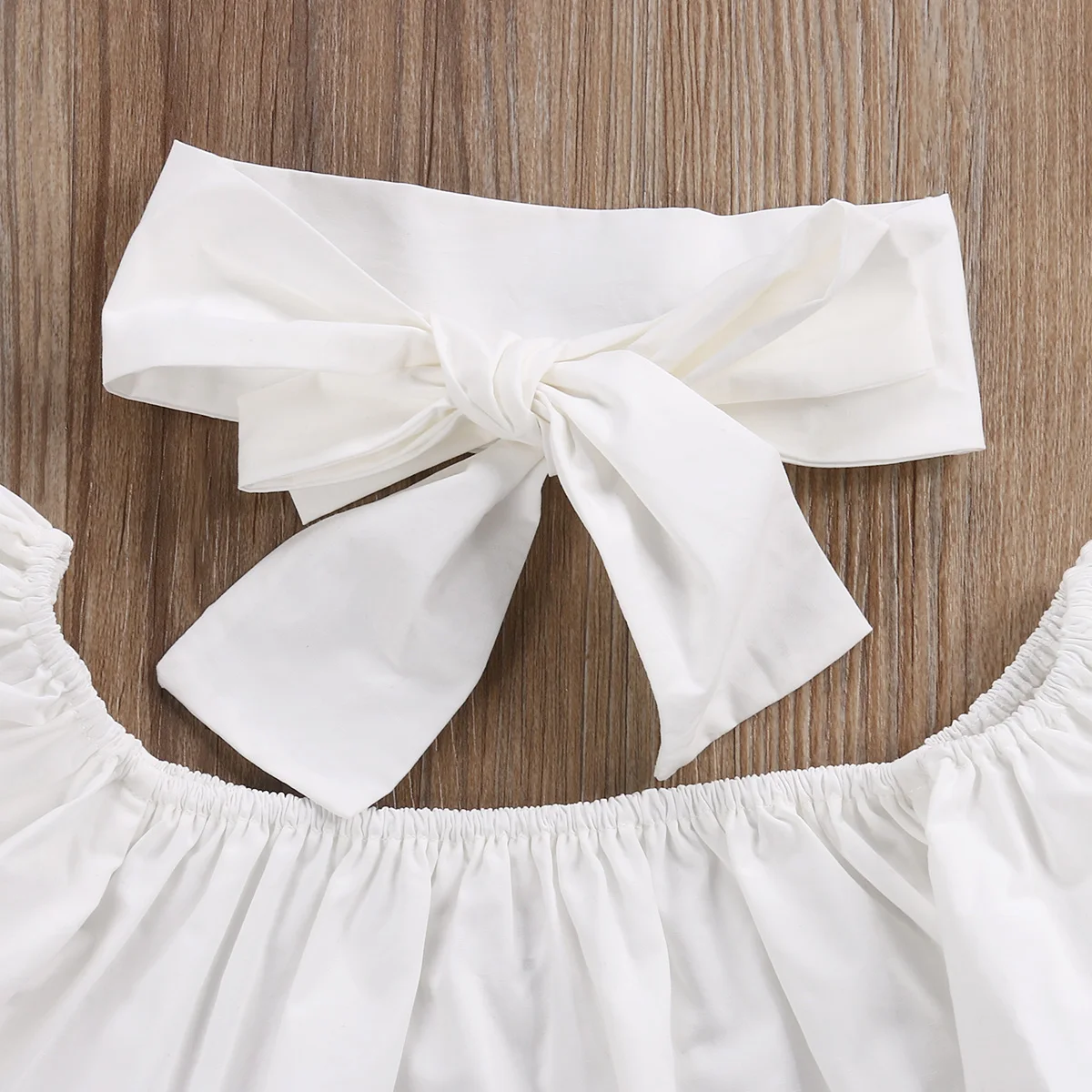 2Pcs Girls Kids Off Shoulder Outfits Baby Casual Toddler Tops Ripped Denim Pants Jeans Outfits Set Clothes