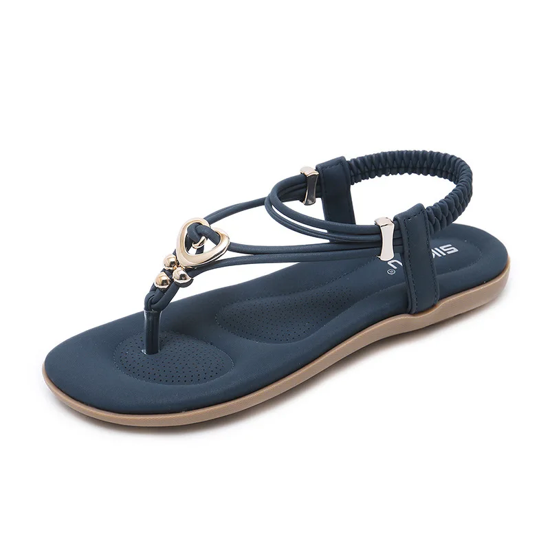 

new women Bohemia Flat sandals shoes woman String flip flop Metal Decoration beach sandals Mixed Colors casual shoes size 35-45