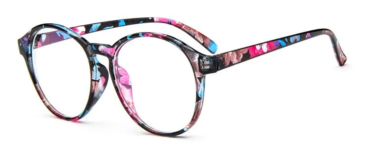 Модные прозрачные круглые очки прозрачная оправа женские очки от близорукости мужские очки в оправе nerd оптические оправы прозрачные - Цвет оправы: blue flower