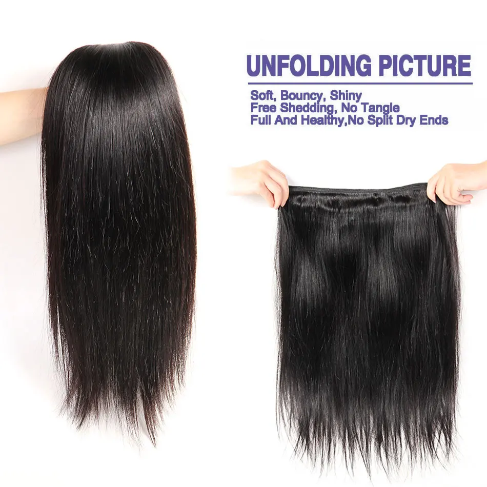 Straight Hair Bundles With Closure Peruvian Hair Bundles With Closure Ably Remy Hair Extensions 4 Bundles With 4x4 Lace Closure