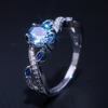 Huitan Cirrus Twist Winding Design With Cute Leaves Women Rings With Brilliant Sky Blue Cubic Zircon Stone Female Jewelry Ring ► Photo 3/6