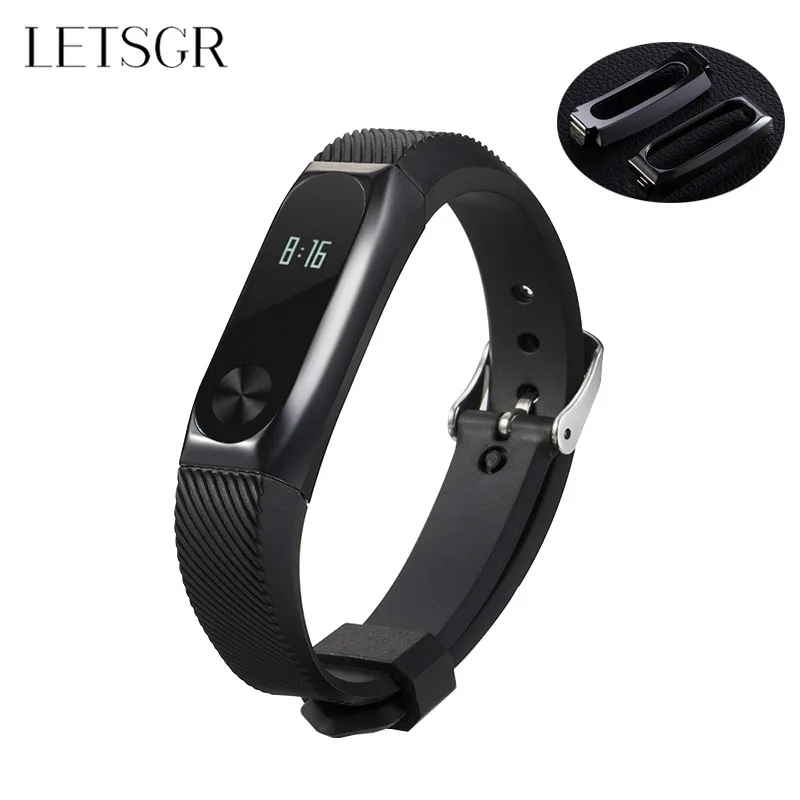 LETSGR Fashion Wrist Strap for Xiaomi Mi Band 2 Bracelet Silicone Metal Frame Miband Correa | Электроника