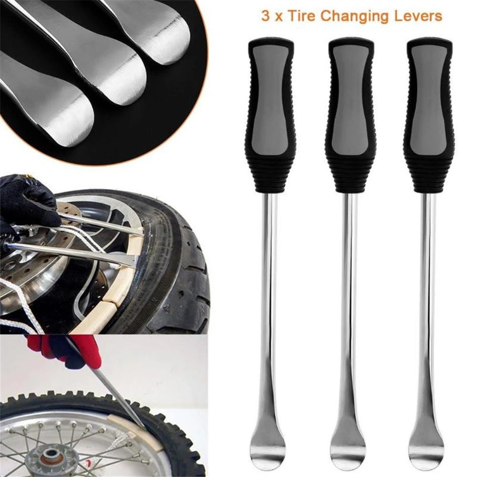 Motorcycle Bike Spoon Tire Iron Repair Kit Tire Change Lever Tool Rim Protectors 
