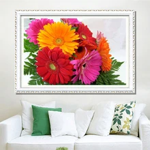Организация цветов 5D DIY Вышивка с кристаллами, цветы вышивка крестиком Алмазная мозаичный бисер наклейки на стену ваза для домашнего декора