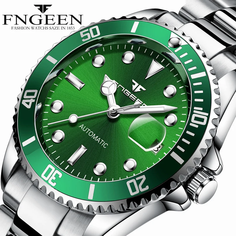 

Fngeen Men Sports Watch Automatic Mechanical Watches Male Stainless Steel Waterproof Calendar Man Clock Relojes Masculino Hombre