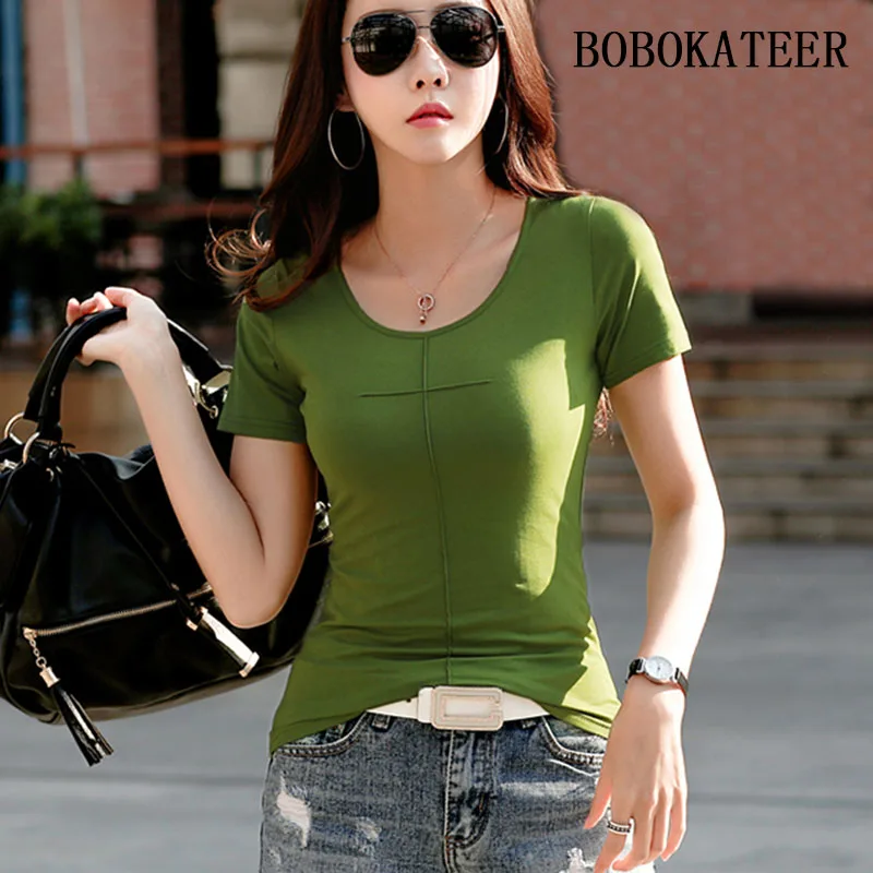 BOBOKATEER camisetas Mujer 2018 verano camisetas Mujer tops algodón camiseta Mujer talla grande camiseta blanca Mujer camisetas Camiseta BOBOKATEER camisetas Mujer 2018 verano camisetas Mujer tops algodón camiseta Mujer talla grande camiseta blanca Mujer camisetas Camiseta