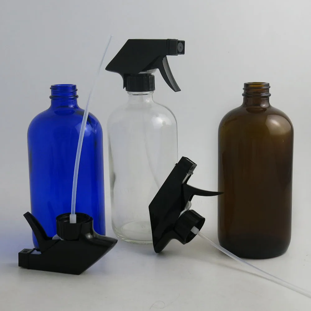 100 x 8Oz Large Refillable 240ml Amber Blue Clear Glass Spray Bottle