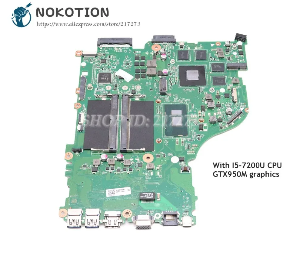 buy  NOKOTION For Acer aspire E5-575 E5-575G Laptop Motherboard SR2ZU I5-7200U CPU GTX950M DAZAAMB16E0 N