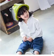 Children s wear fashion agaric edge cotton linen shirt2016new girls cotton texture single breasted pure color