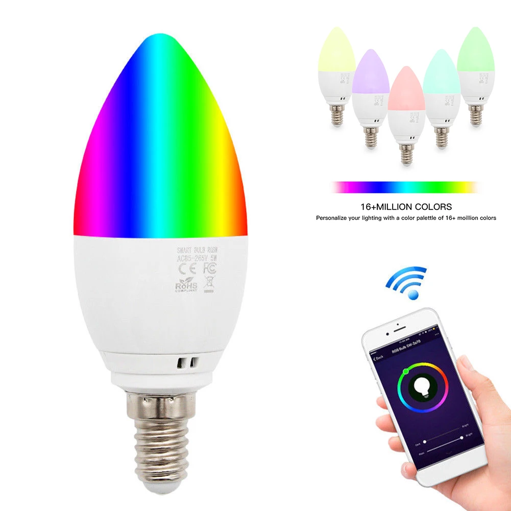 

1 Pcs Candle LED Lamp Light Smart Bulb 5W RGB for Home Kitchen Bedroom Living Room AI88