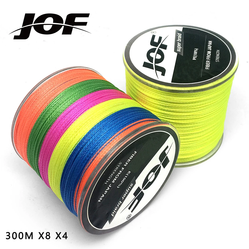 JOF مضفر خيط صنارة الصيد 8 السواحل 4 السواحل Multicolors 300 متر الحبل ينها multifilamento 8/4 الصيد