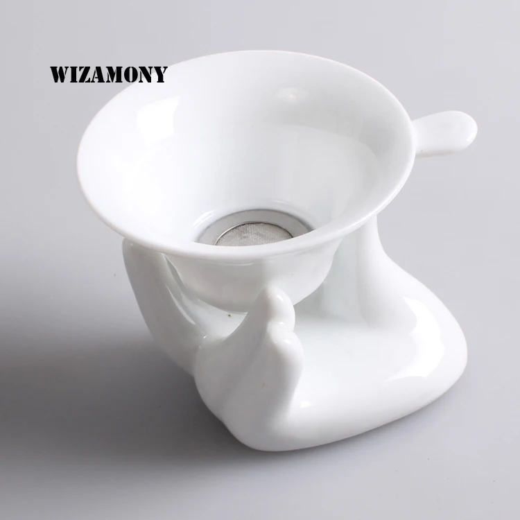 

WIZAMONY Tea set White Ceramic Mesh Tea Infuser Reusable Strainer Loose Tea Leaf Spice Filter Percolator Colander Herbal