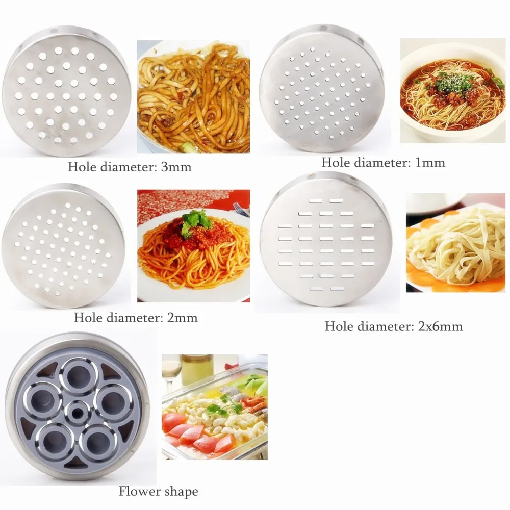 Stainless Steel Manual Noodles Press Machine Pasta Maker with 5 Mould