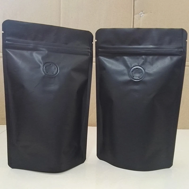 50 шт из матового алюминия фольги кофе клапан Ziplock мешок вертикальный Алюминиевый фольги кофе Bean односторонний выпускной клапан мешок упаковка мешок 2