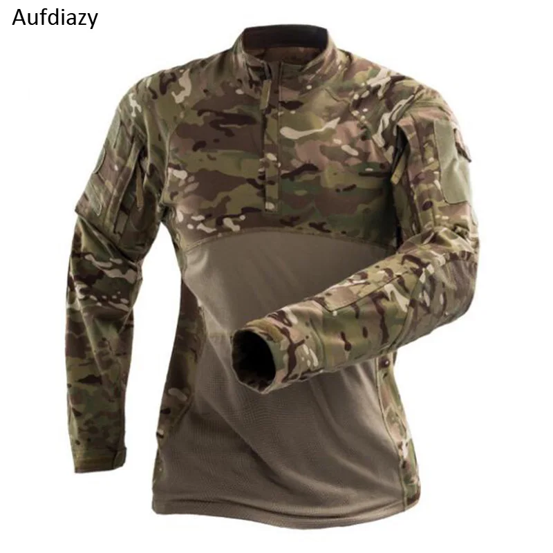 

Aufdiazy ACU/CP Camouflage Frog Suit Wear Long-sleeved Combat Uniforms Army Tactics Outdoor Sports Military Hunting Shirt IM055