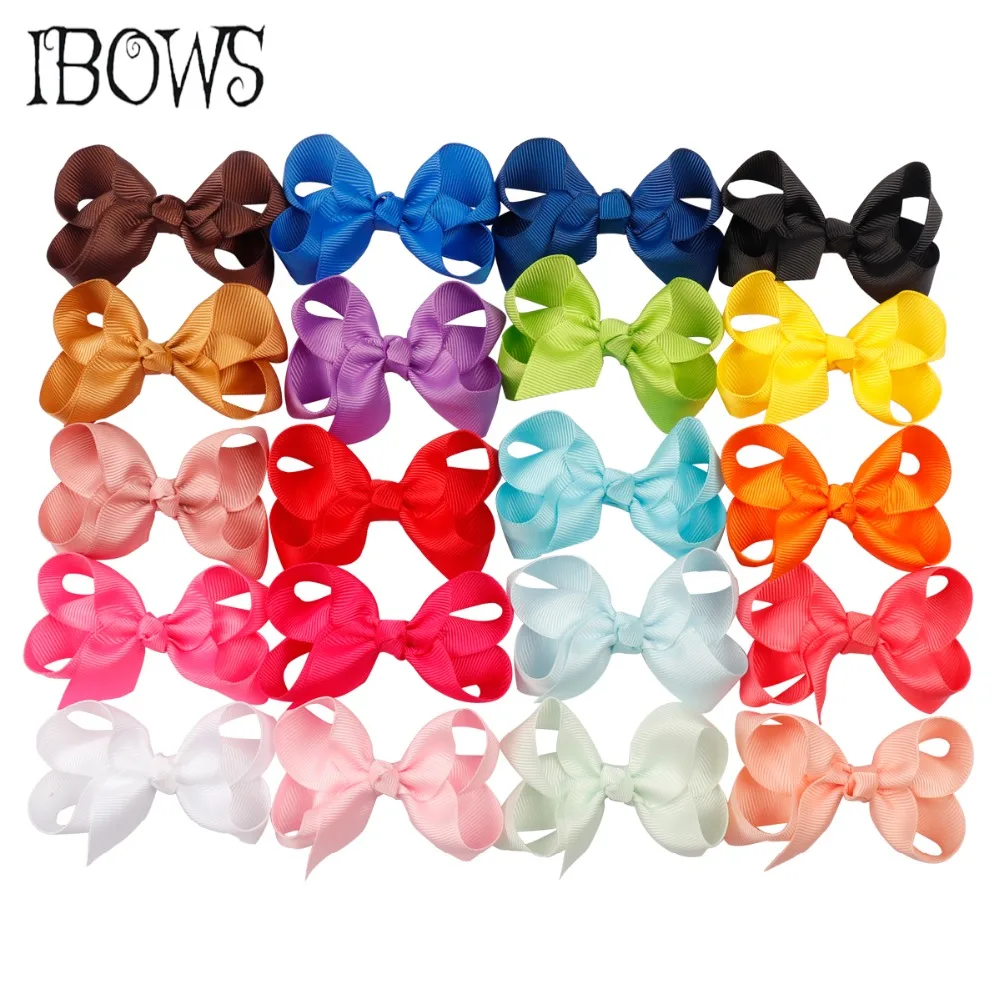 

20Pcs/lot Hair Accessories Kids Hair Bow Grosgrain Ribbon Hairbows For Girls Solid Classical Cute Mini Hair Clip Headwear