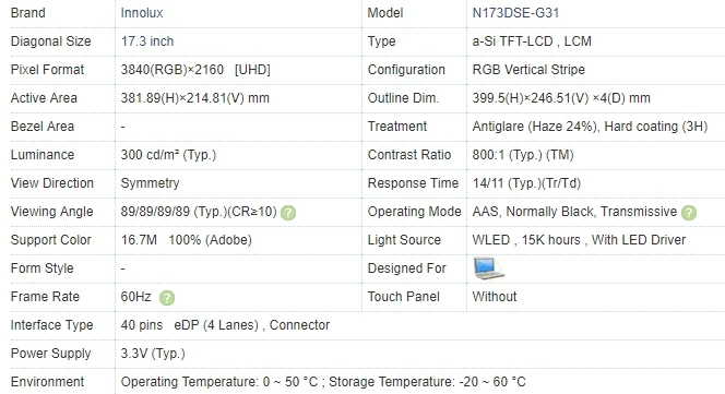 17,3 дюймов 3840X2160 4K 2 HDMI Mini DP порт для наушников ЖК-экран с платой драйвера DIY Набор встроенный динамик для компьютера ноутбука