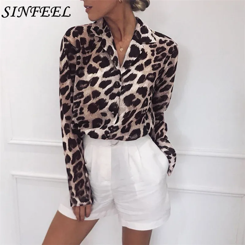 

2019 Spring Long Sleeve Sexy Women Chiffon Blouses Autumn Fashion Leopard Casual Blouse Women Shirts Blusa Tops Shirts Plus Size