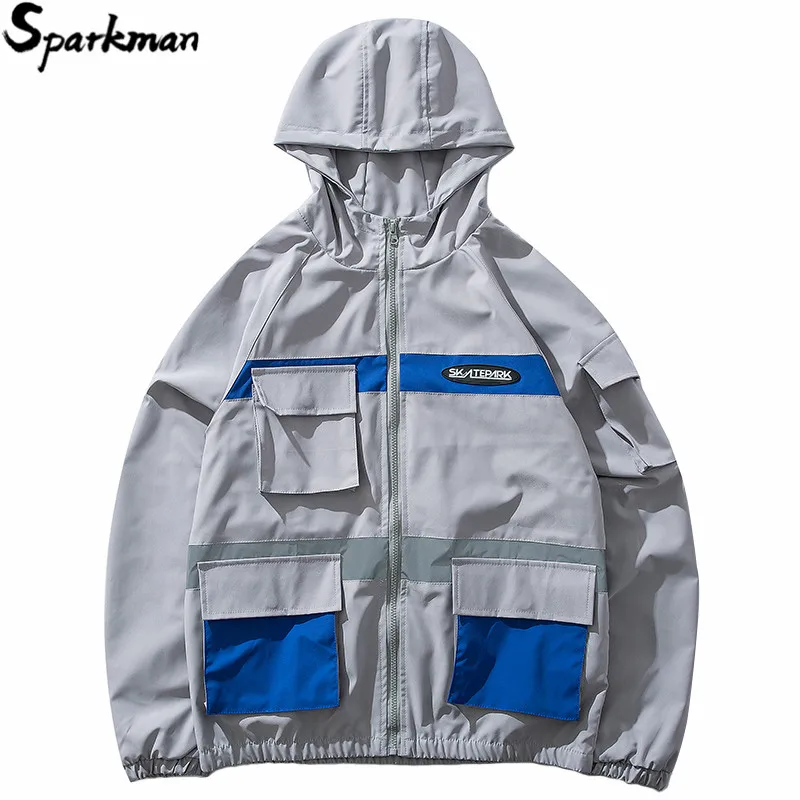 Harajuku 3M Reflective Jacket Men Hip Hop Streetwear Hooded Jacket Windbreaker Spring 2019 Color Block Track Jacket Coat Hoodie Harajuku 3M Reflective Jacket Men Hip Hop Streetwear Hooded Jacket Windbreaker Spring 2019 Color Block Track Jacket Coat Hoodie