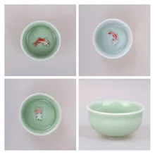 Китайская чайная чашка фарфоровая Celadon рыба чайная чашка набор чайная посуда Керамический Китайский Чайный набор кунг-фу керамическая чашка китайский подарок