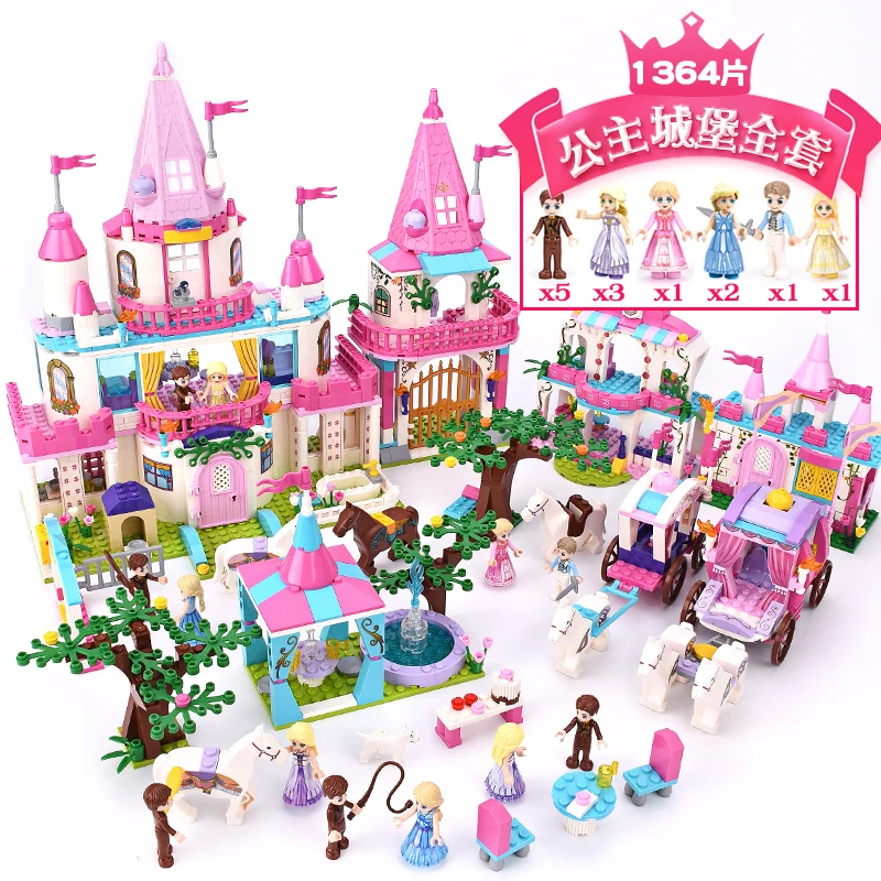 

Princess Sweetheart Castle Royal White Horse Riding Building Blocks Set Bricks Compatible with Friends Toys for Children gift
