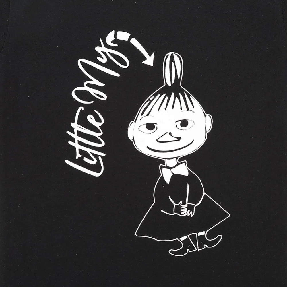 Moomin/футболка для девочек с героями мультфильмов Черная Модная хлопковая летняя