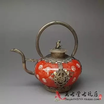 

Antique white copper covered porcelain kettle