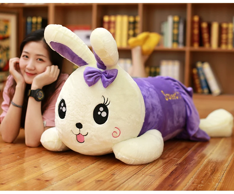 Dorimytrader Kawaii Rabbit Pillow Plush Toys Doll Giant Stuffed Bunny Sleeping Pillow for Girl Gift Wedding Decoration 43inch 110cm DY50509  (7)