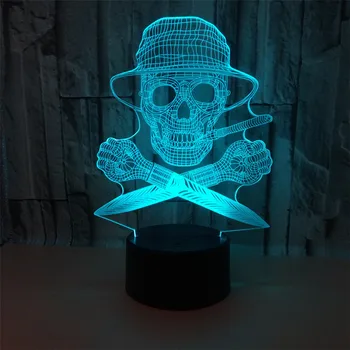 

Creative Pirate Straw Hat Skeleton Night light Touch lamp luminaria 3d led lamp RGB USB Table lamp Cartoon Anime Character