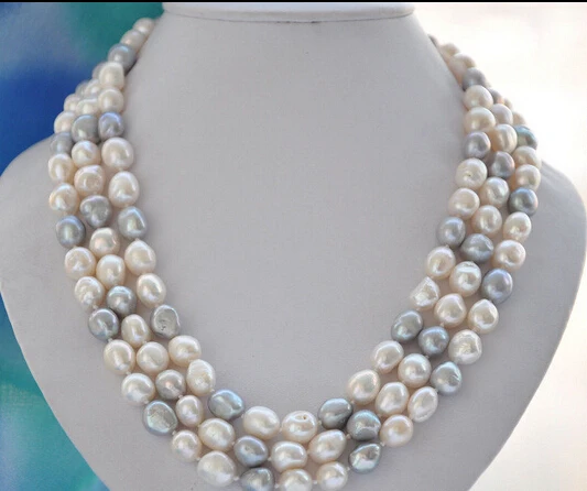 

ddh002293 62" white gray baroque FRESHWATER CULTURED pearl NECKLACE