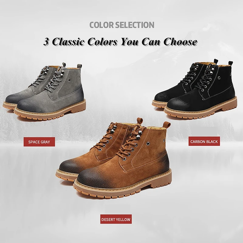 Gray Marque En De Cheville Mode D'hiver Noir jaune Inside Oxford Zapatos Hombre plush Moto Martin plush Bottes gris Hommes Yellow Chaussures Cuir Mâle bgY7yf6