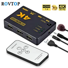 Rovtop Mini commutateur HDMI 4K HD1080P 3 5 ports HDMI sélecteur séparateur avec Hub IR télécommande pour HDTV DVD TV BOX Z2(China)