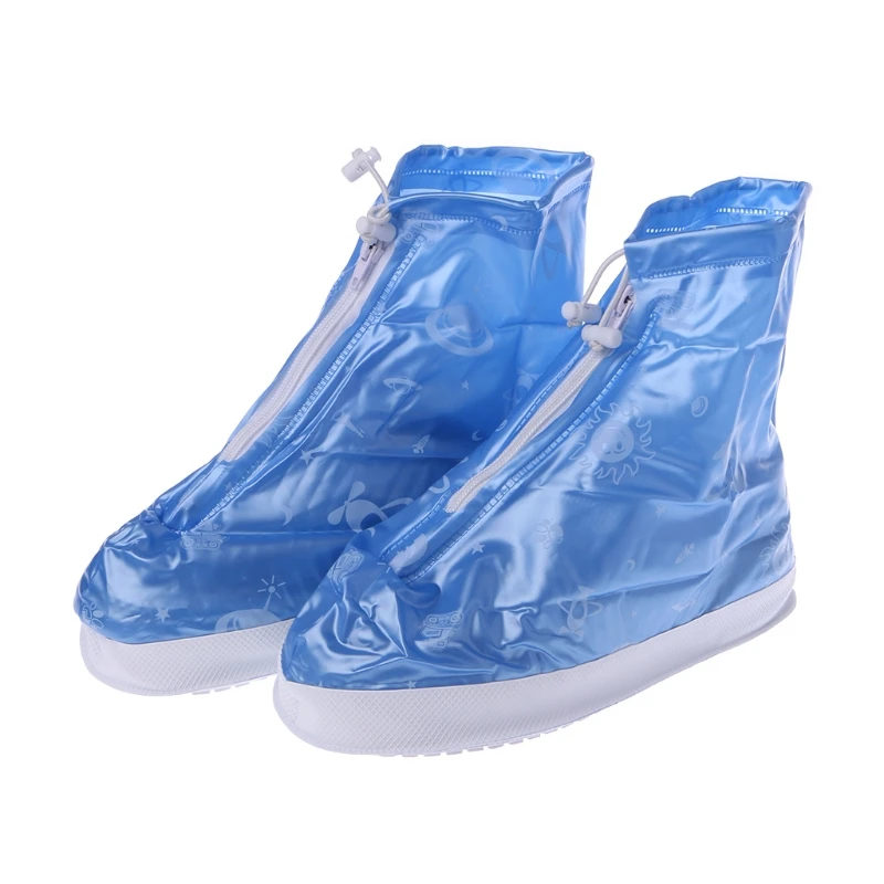 

Children Girl Boys Waterproof Raining Boots Shoes Cover Wear Proof Anti Slip Reusable Airplane Print 2017 Blue New Shoes Covers