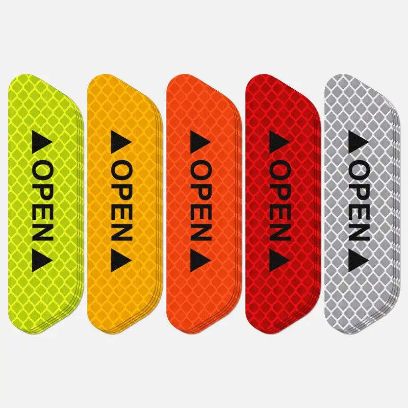 4Pcs/set Auto Car Door OPEN Sticker Universal Safety Warning Mark Reflective Tape Decal Scratchproof Prevent-bump Car Accessory