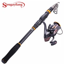 Рыболовная удочка, катушка Combos-Carbon, телескопическая удочка, Удочка с спиннингом, комбо, морская соленая вода, пресноводная удочка, комплект