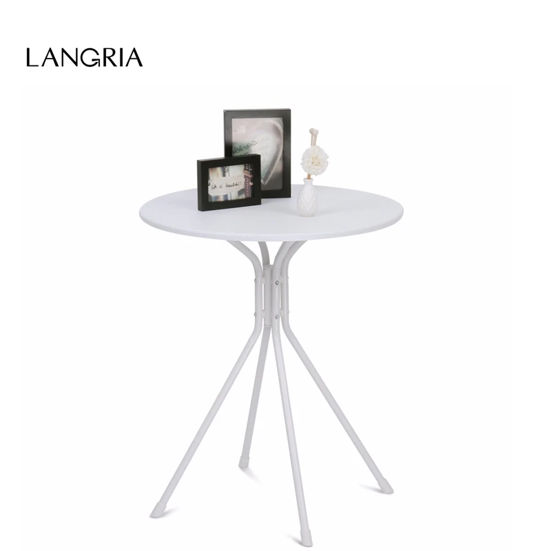 

LANGRIA Modern White Round Coffee Tea Side Sofa Table with Splayed Leg Base Perfect as A Furniture Coffee Table FR Warehouse