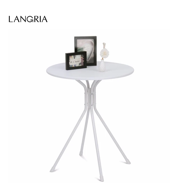 Langria Modern White Round Coffee Tea Side Sofa Table With Splayed Langria Modern White Round Coffee Tea Side Sofa Table With Splayed Leg Base Perfect As A