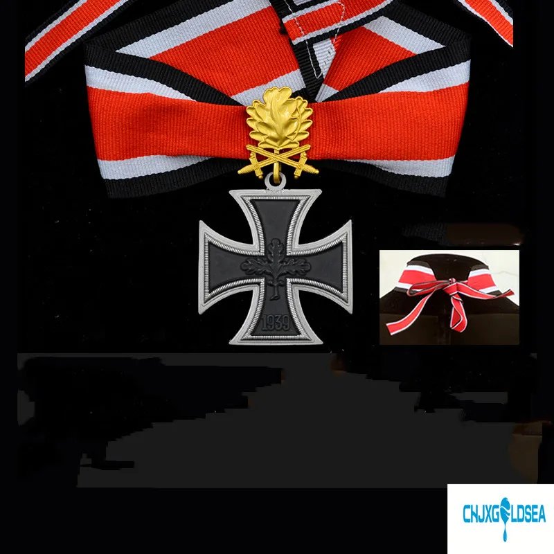 

TOP quality EK2 German iron cross medal badge with double knight oak leaves and neck ribbon 1957 year Post-war version with box