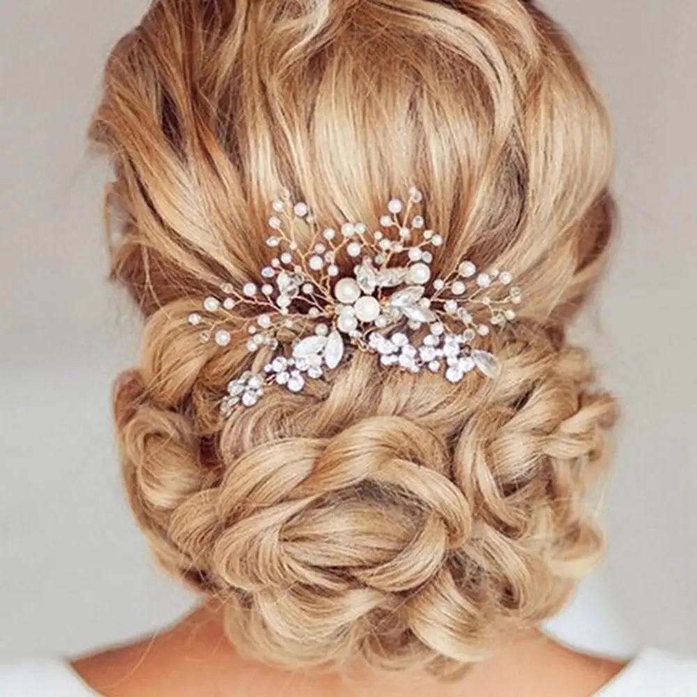 Женский свадебный гребень для волос с цветами и кристаллами аксессуары подружки