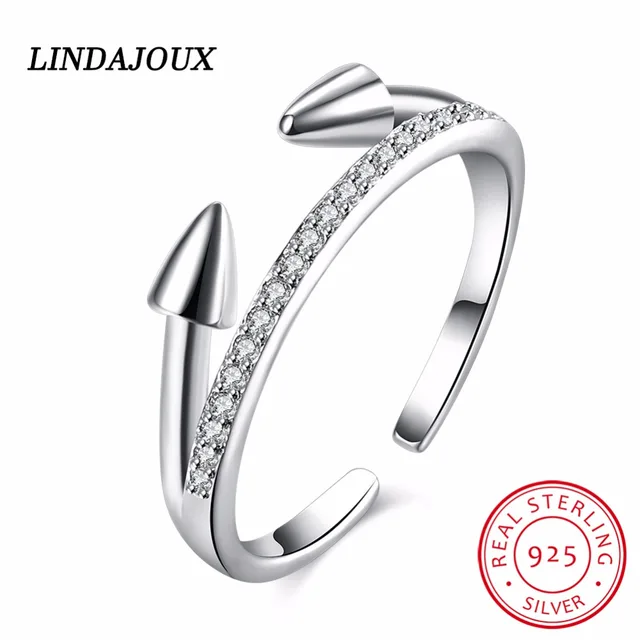 925 Sterling Silver Jewelry Bullet Open Ring Fashion Inlay Crystal 925 Sterling Silver Jewelry Bullet Open Ring Fashion Inlay Crystal Wedding Engagement Rings For Women Fashionable