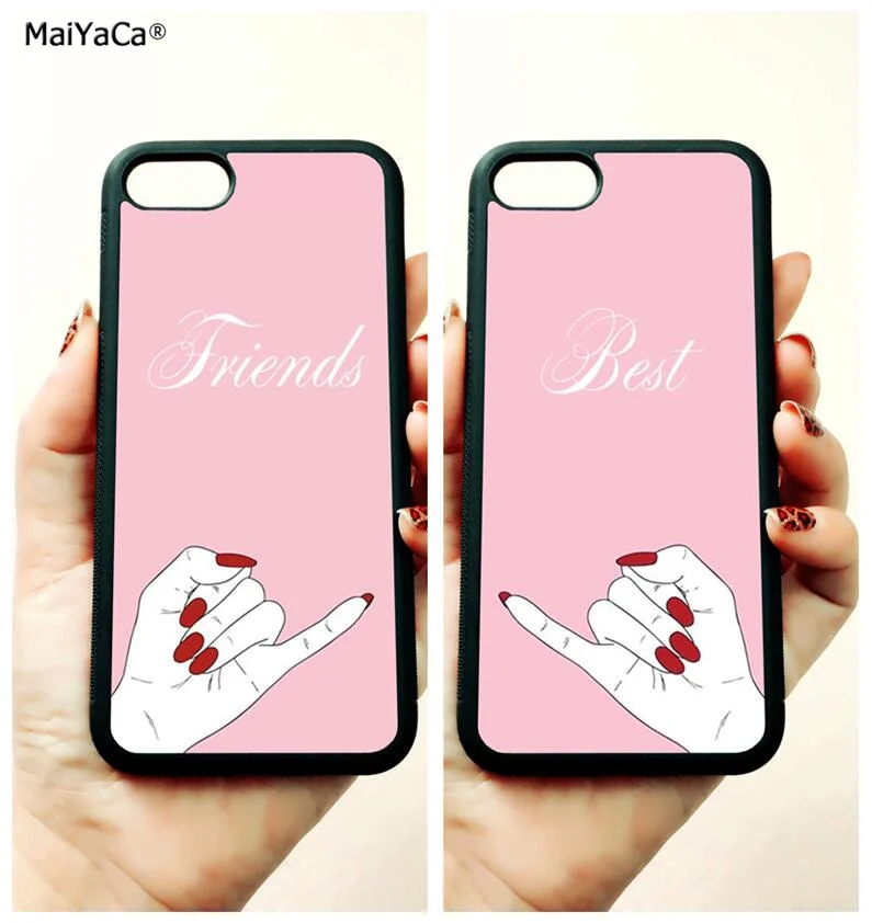 BFF best friends love pair soft silicone edge phone case for iphone 5s