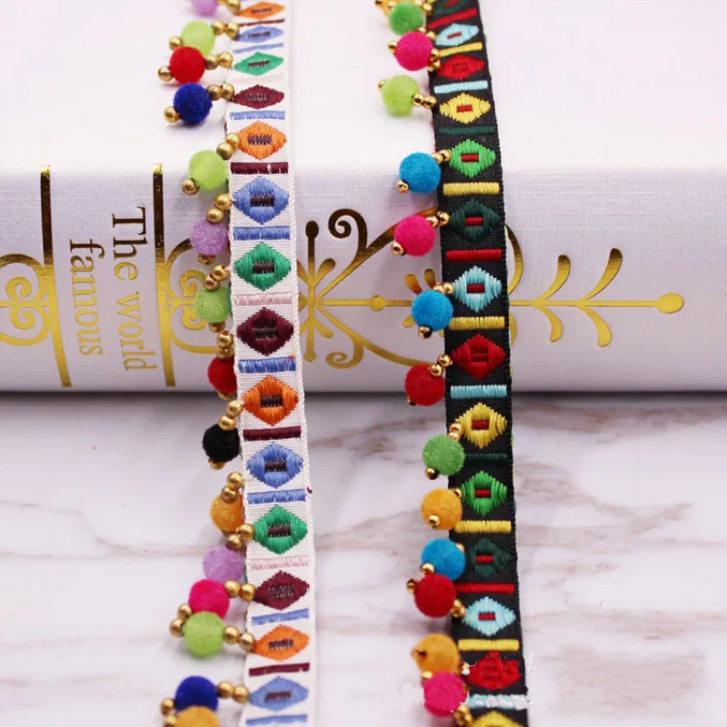 

Pompom Lace 2cm Colorful Lucia Craft Lace Ribbon Trim Fabric DIY Sewing Garment Shoes Bag Gift Craft Materials Accessory 1yards