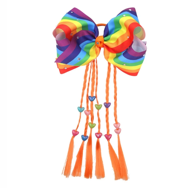 Threaded Ribbon Bow Children's Girls Flash Hair Accessories Colorful Hair Rings