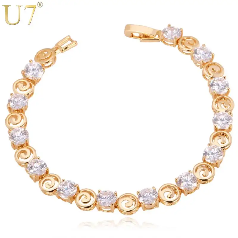 U7 Цепочки Браслеты Женские Ювелирные Украшения Позолоченный с Роскошными Кубическими Циркониями Оптом H507