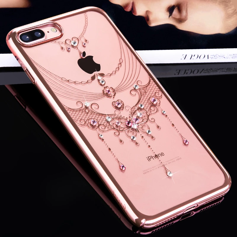 KINGXBAR Case for iPhone 7 X 8 Plus Case Swarovski Element Crystals for iPhone 7 Phone Case Elegant for iPhone 8 Cover Woman