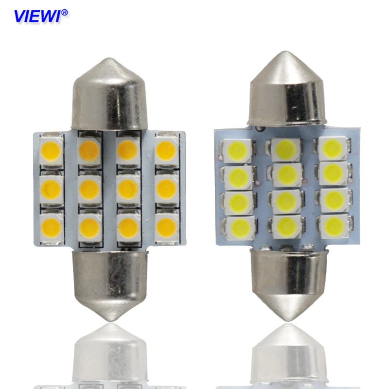 4 X Festoon Xenon WHITE  LED 39mm Dome Light Bulb 12 x LED chips Interior 3528