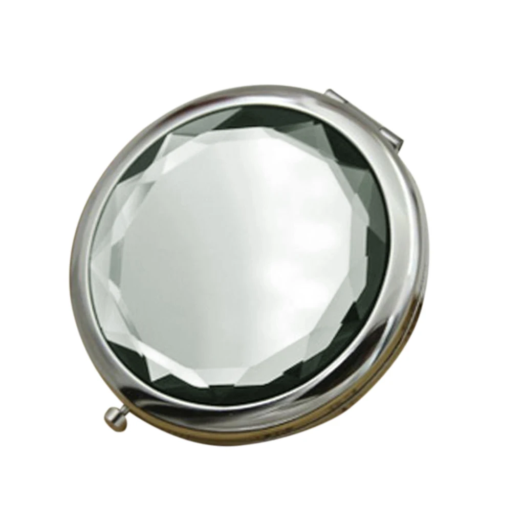 Портативное компактное круглое складное мини-зеркало для макияжа с кристаллами для женщин и девушек - Цвет: NO.6