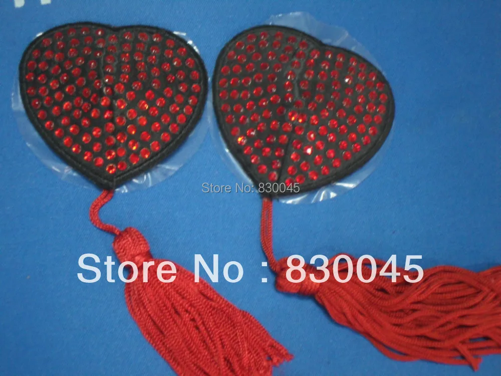 NC009 Красный бриллиант Сексуальная кисточкой self-липкие накладки на соски/Сексуальная Грудь лепестки